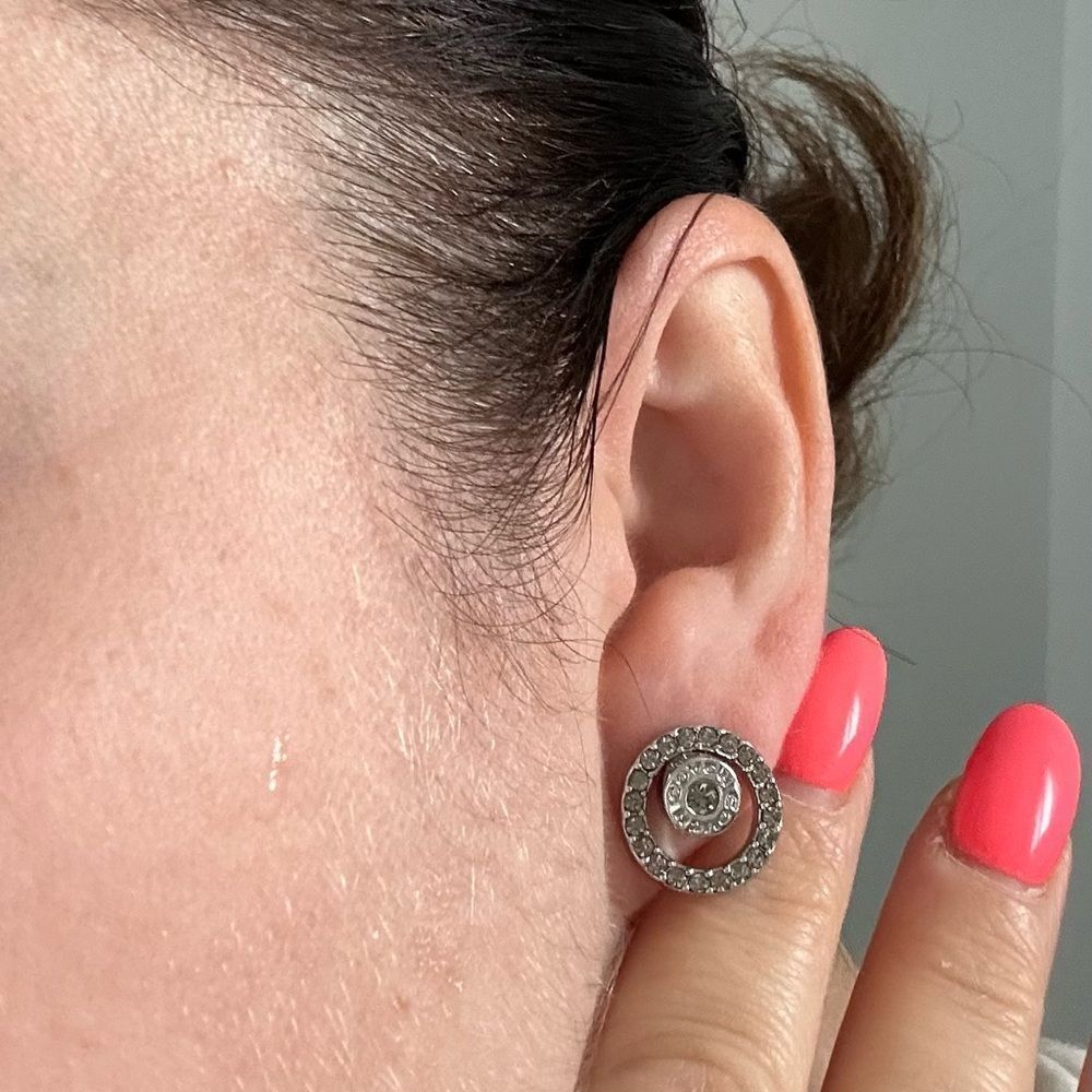 COACH Open Circle Halo Stud Earrings - Picture 3 of 4